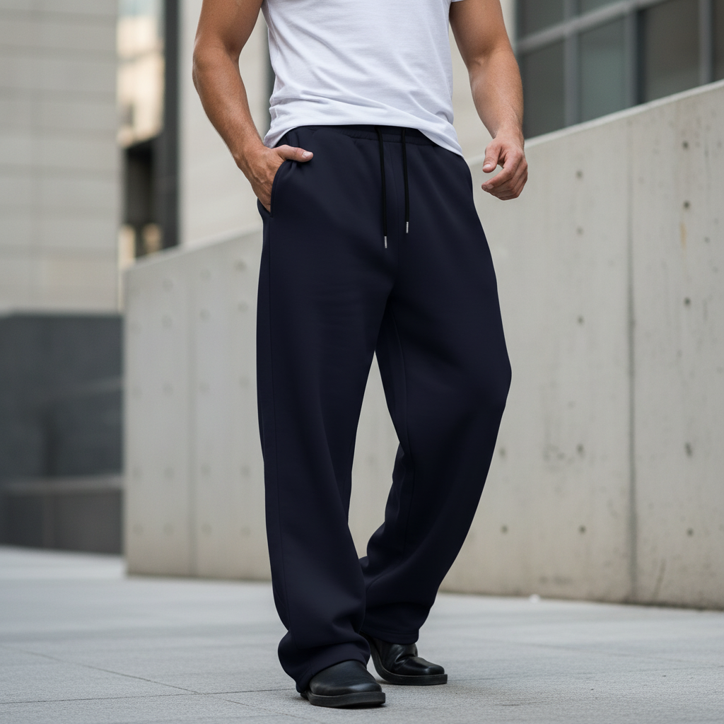Mens Sweatpants Straight Fit Joggers for Sports and Streetwear Loose Oversized Casual Pant Drawstring Multi-pocket Men Long Pant