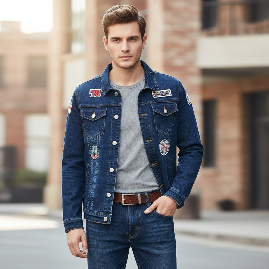 Men’s Loose Fit Denim Set – Korean Style Jacket & Jeans, Trendy Casual 2-Piece Streetwear Outfit