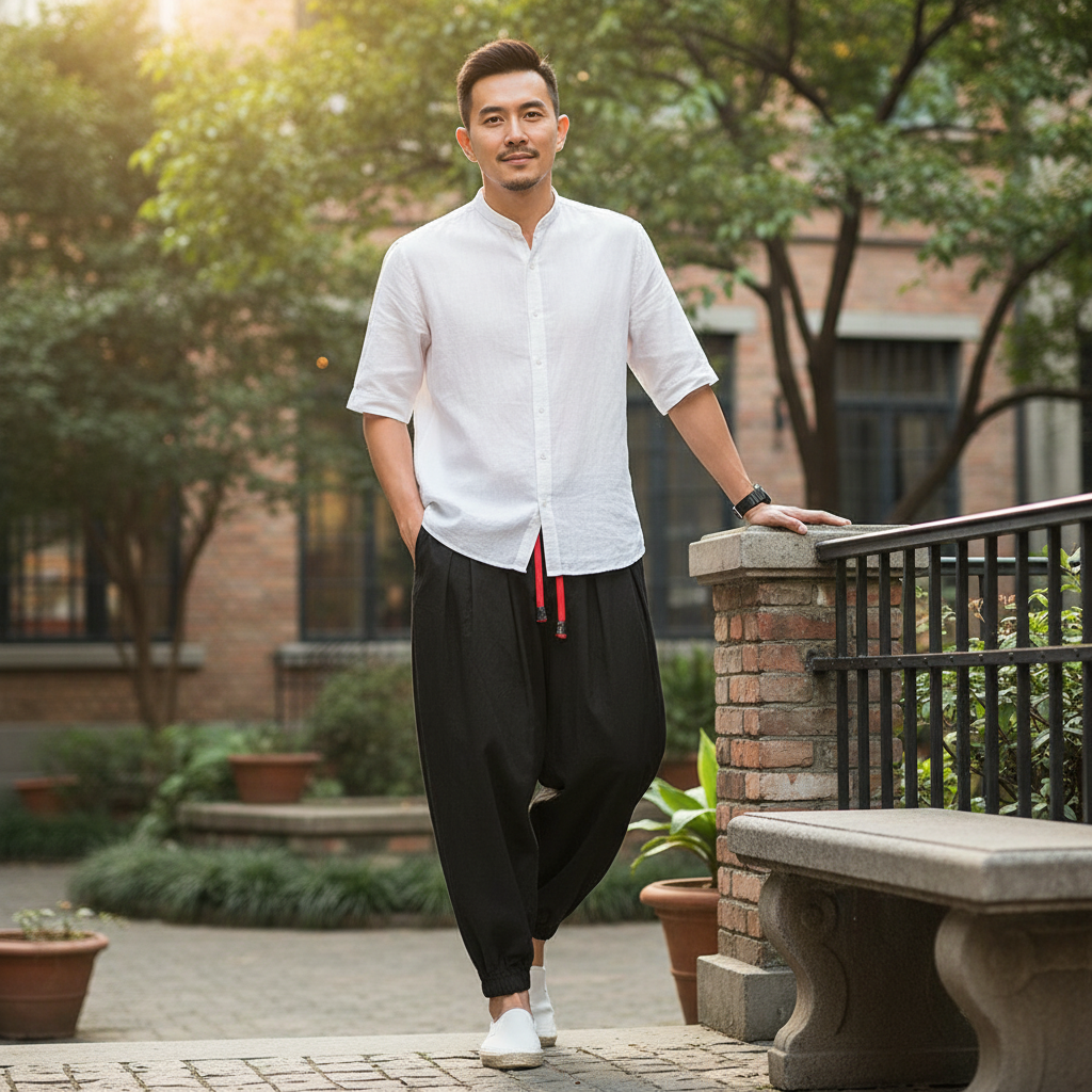 New Oversized Men Harem Pants Loose Chinese Style Cotton and Linen Sweatpants Joggers High Quality Casual Trousers Men