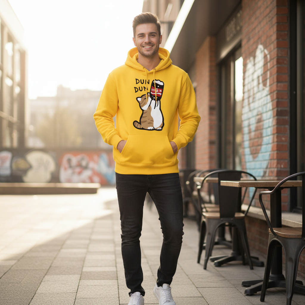 Cartoon Cat Drink Salary Increase Beverages Mens Hooded Jacket, Casual Cartoon Hoodies Pleasure Sweatshirts Home Harajuku Tops