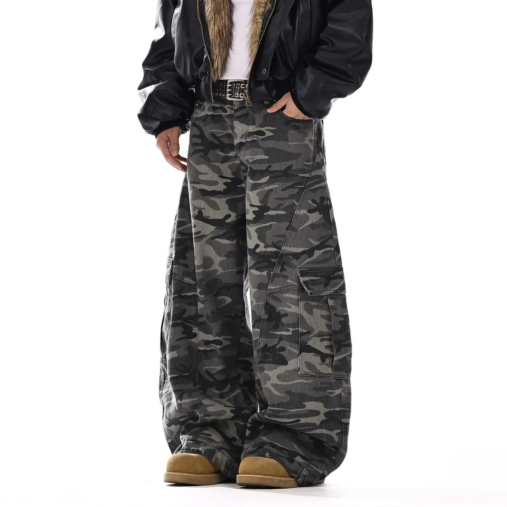 Camouflage Curved Knife Jeans Gothic Streetwear Sweatpants Graphic Baggy Casual Pants American Vintage Mens Jeans