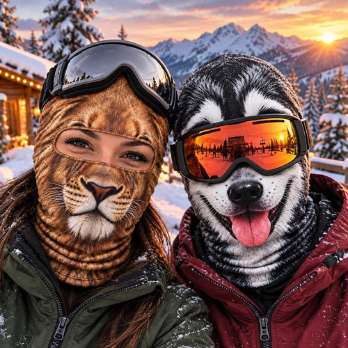 Custom Funny Animal Ski Mask, Lion Balaclava, Dog SkiMask, Novelty Winter Face Masks, Snowboarding Mask, Skiers Trip Gift