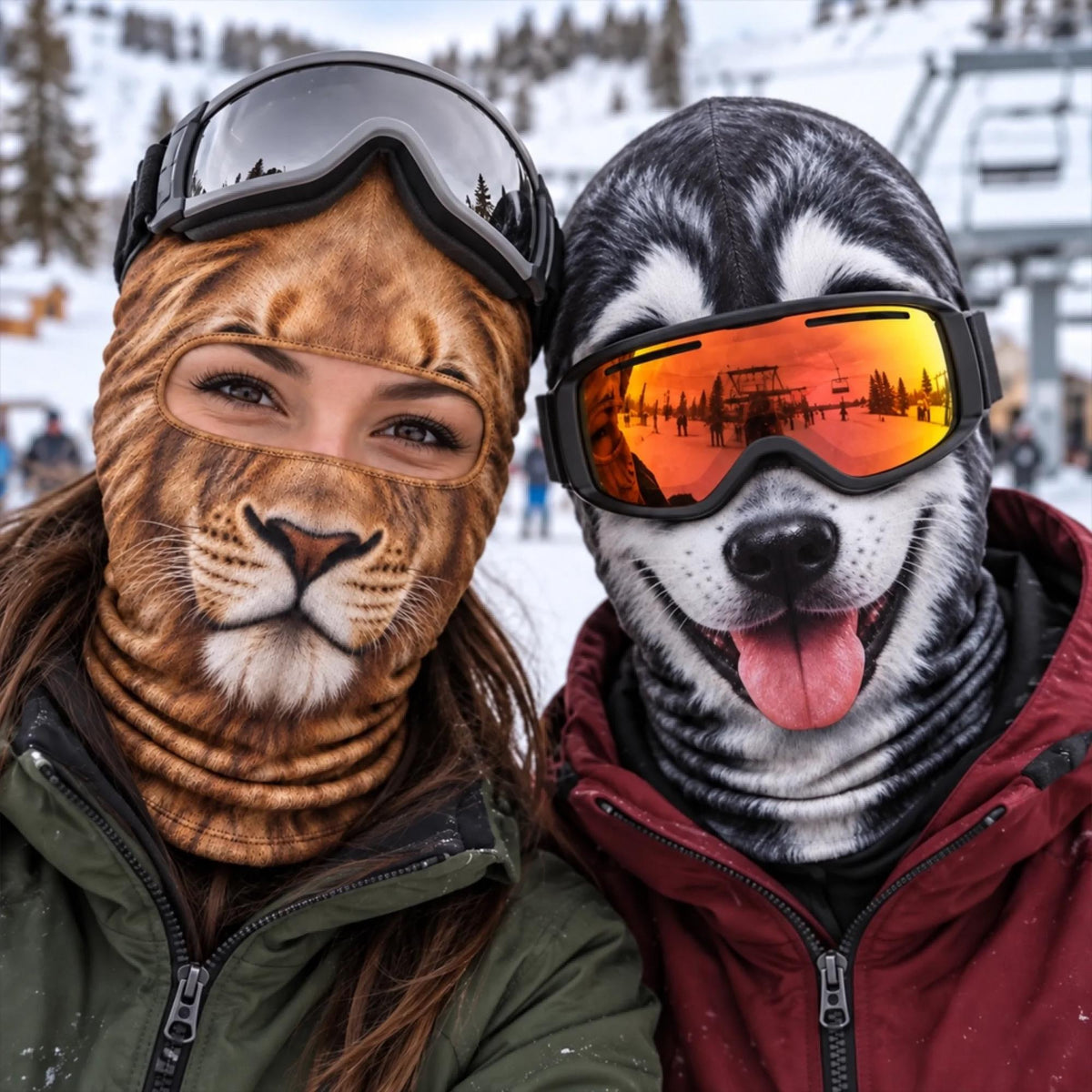 Custom Funny Animal Ski Mask, Lion Balaclava, Dog SkiMask, Novelty Winter Face Masks, Snowboarding Mask, Skiers Trip Gift