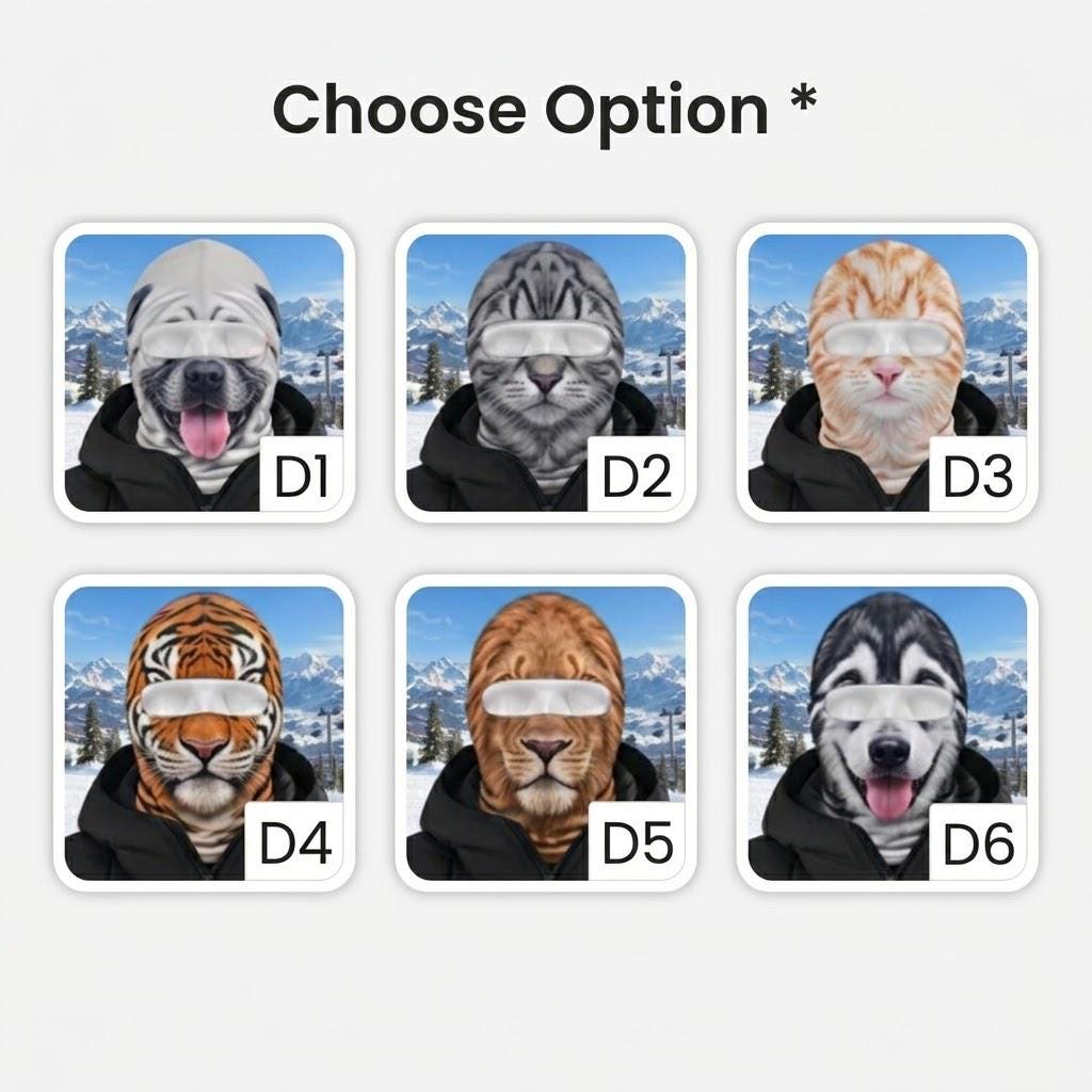 Custom Funny Animal Ski Mask, Lion Balaclava, Dog SkiMask, Novelty Winter Face Masks, Snowboarding Mask, Skiers Trip Gift