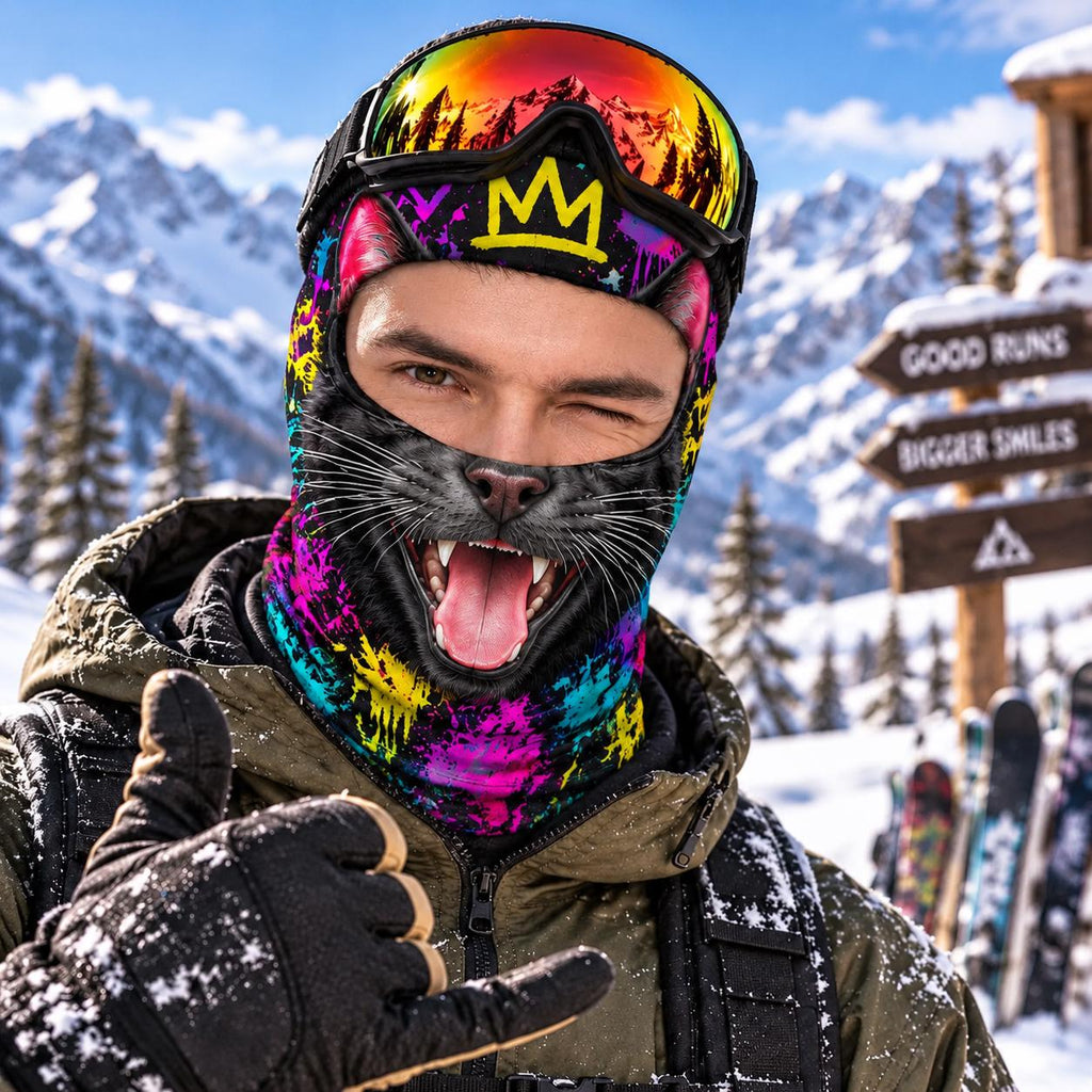 Custom Funny Face Ski Mask, Personalized Ski Lovers Gift, Ski Happens Balaclava,  Birthday Gift for Skier, Novelty Winter Ski Accessory