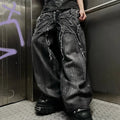 Gothic Retro Oversized Baggy Fit Unisex Mopping Pants Phantom Jeans High Street Spider Embroidered Patch Hip Hop Streetwear