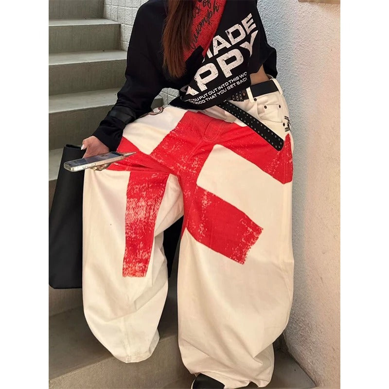 Women White Baggy Jeans Harajuku Vintage Wide Leg Denim Trousers Oversize Jeans Long Pants Japanese 2000s Style Clothes 2026