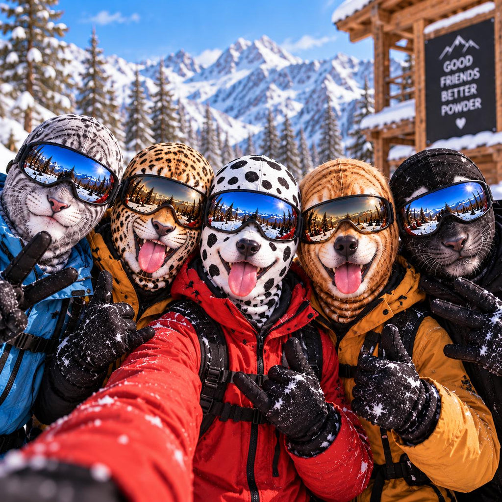 Funny Animal Face Balaclava Set, Winter Ski Mask, Couple Costume Gift