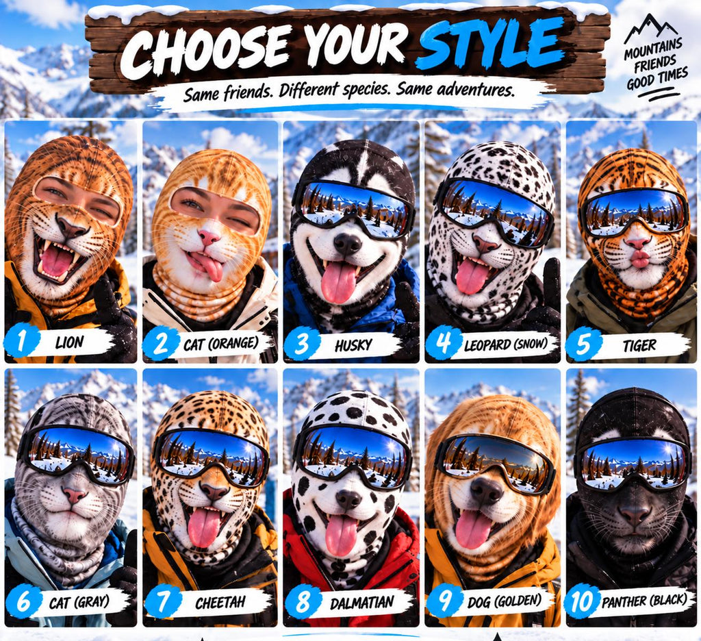 Funny Animal Face Balaclava Set, Winter Ski Mask, Couple Costume Gift