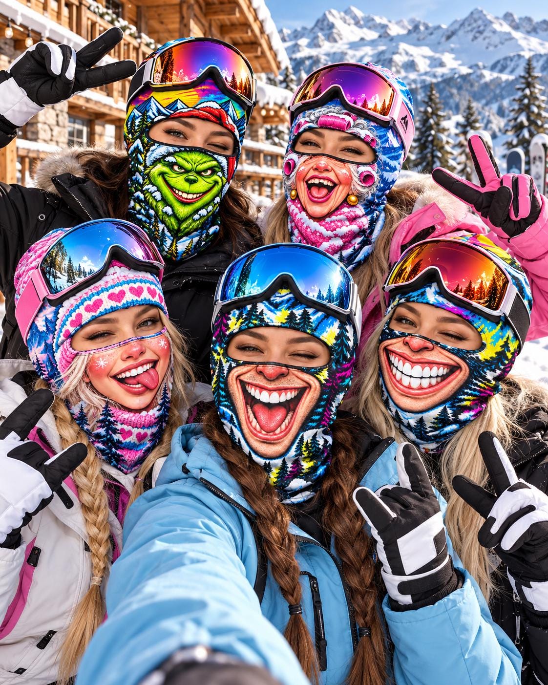 Funny Ski Balaclava, Novelty Microfiber Face Mask, Snowboard Gift