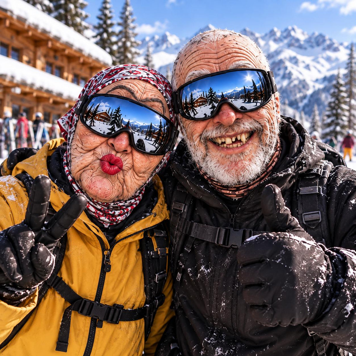Grandpa Grandma Skiing Balaclava Mask, Funny Face Ski Mask, Grandparents Christmas Gift