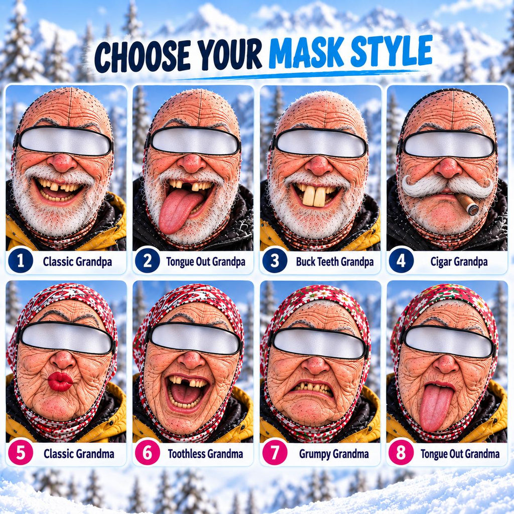 Grandpa Grandma Skiing Balaclava Mask, Funny Face Ski Mask, Grandparents Christmas Gift