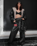 Reversible Faux Fur Jacket, Wide-Leg Boxing Pants