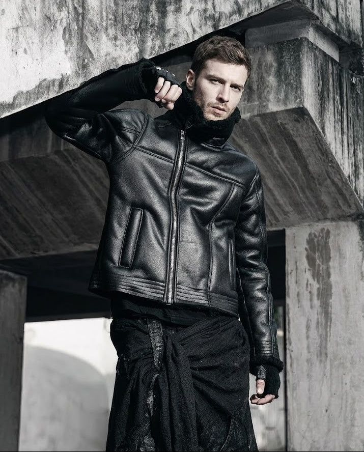 Black Shearling Leather Jacket