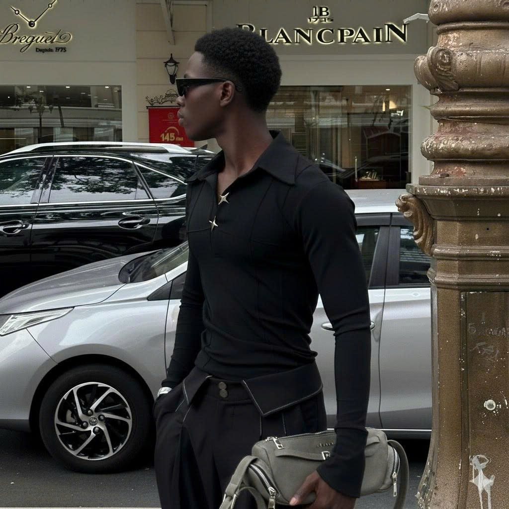 SET CELESTIAL LIMITED Black Long-Sleeve Top and High-Waisted Pants