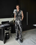 SET DIVINE CHAOS with Black Tie-Dye Short-Sleeve Top and Black Tie-Dye Long Pants