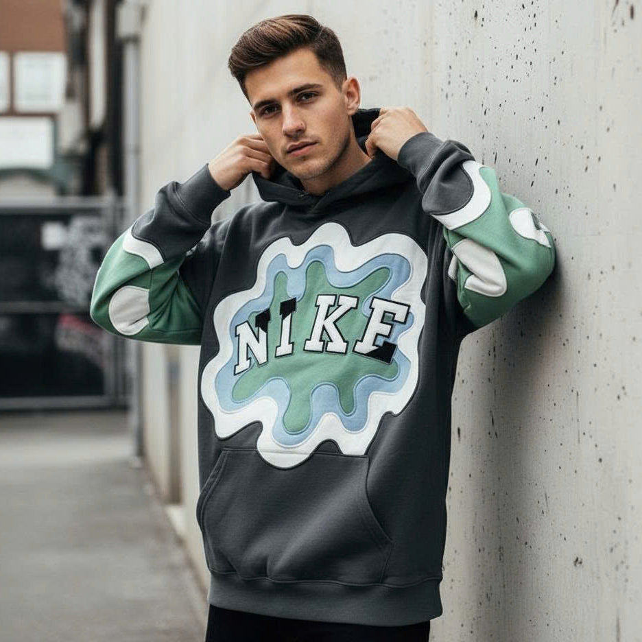 Upcycled Patchwork Hoodie – Handmade Streetwear Sweatshirt