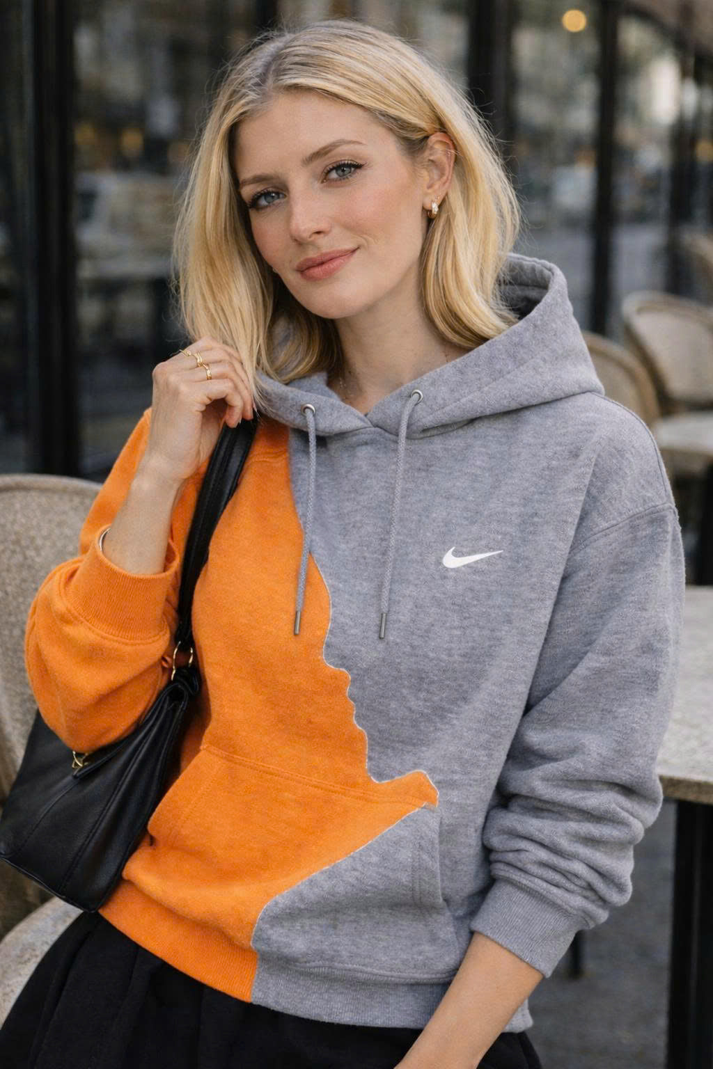 Upcycled Hoodie Sweatshirt, Reworked Street Style, Handmade Unisex Clothing